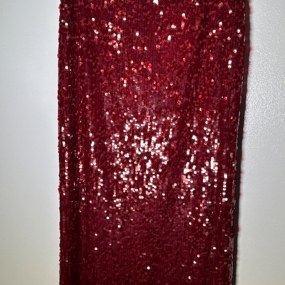 NWT Zara Burgundy Red Sequin Midi Skirt - size XS - Picture 2 of 11